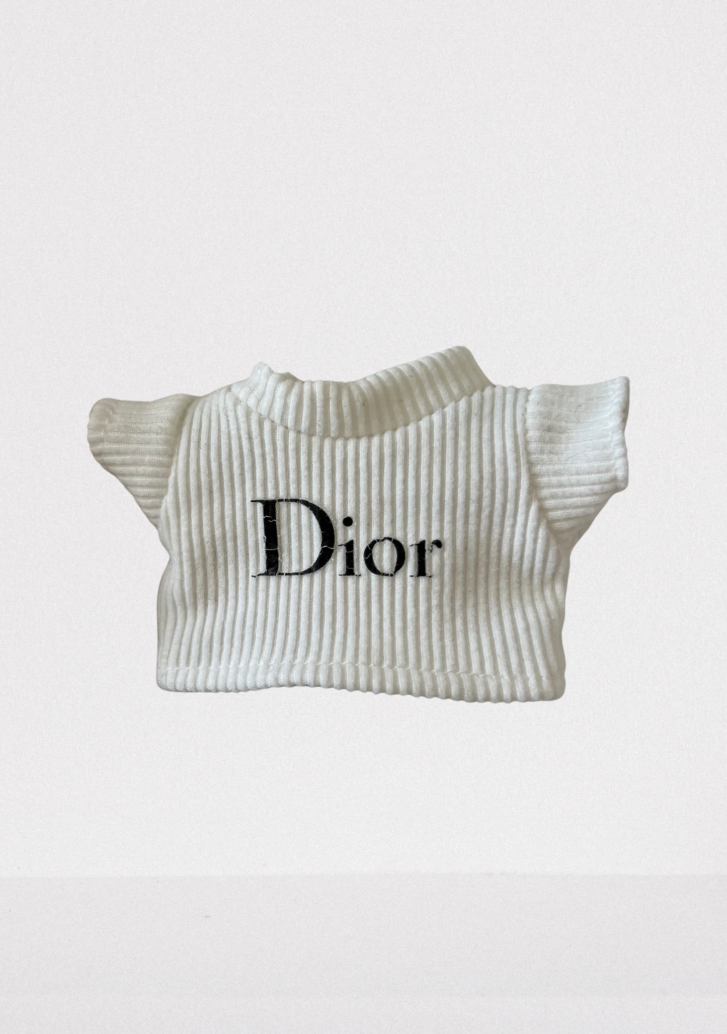 DIOR Inspired Winter Designer Set - White Ribbed Sweater & Matching Beanie (17cm)