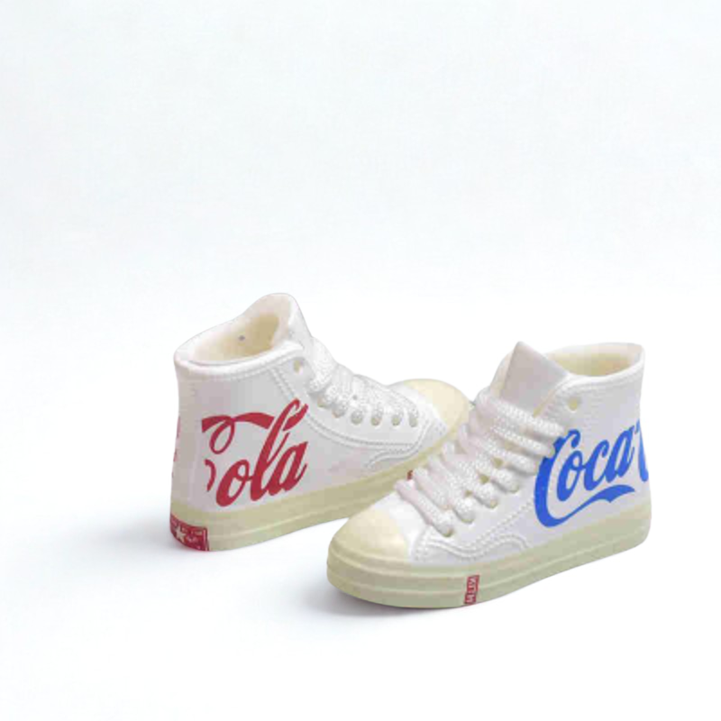 Converse x Coke Inspired Miniature High Top Miniature Sneakers For Labubu White