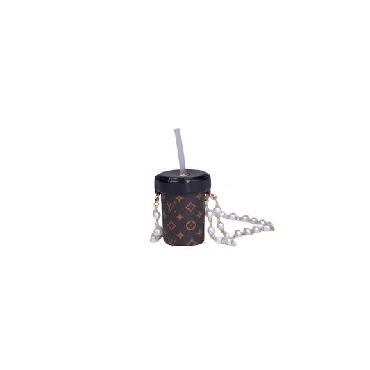 LV Inspired  Miniature Designer Bubble Tea Cup For Labubu Brown