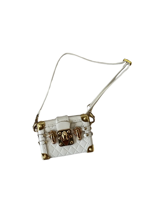 Labubu Mini Trunk Crossbody Bag - White with Gold Accents
