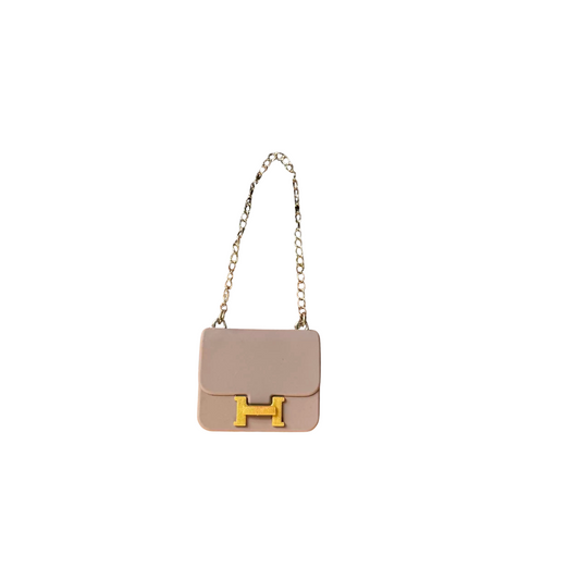 Labubu Mini Hermes Constance Bag - Pink with Gold Accent